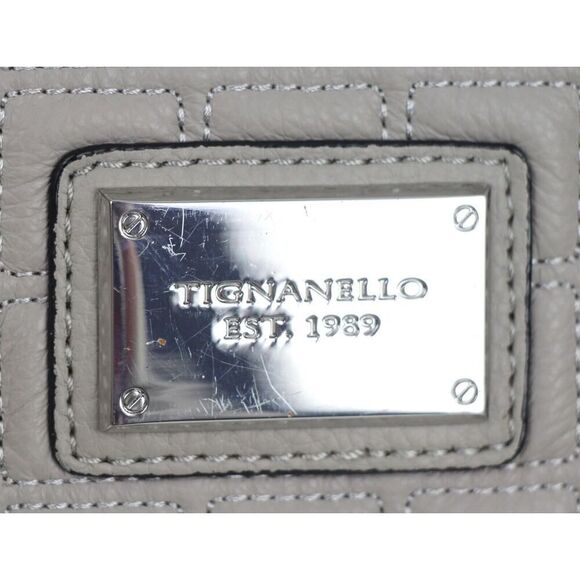 Tignanello STITCHED BEIGE GENUINE LEATHER FLAP CHAIN X-BODY SHOULDER BAG HANDBAG - Picture 3 of 15